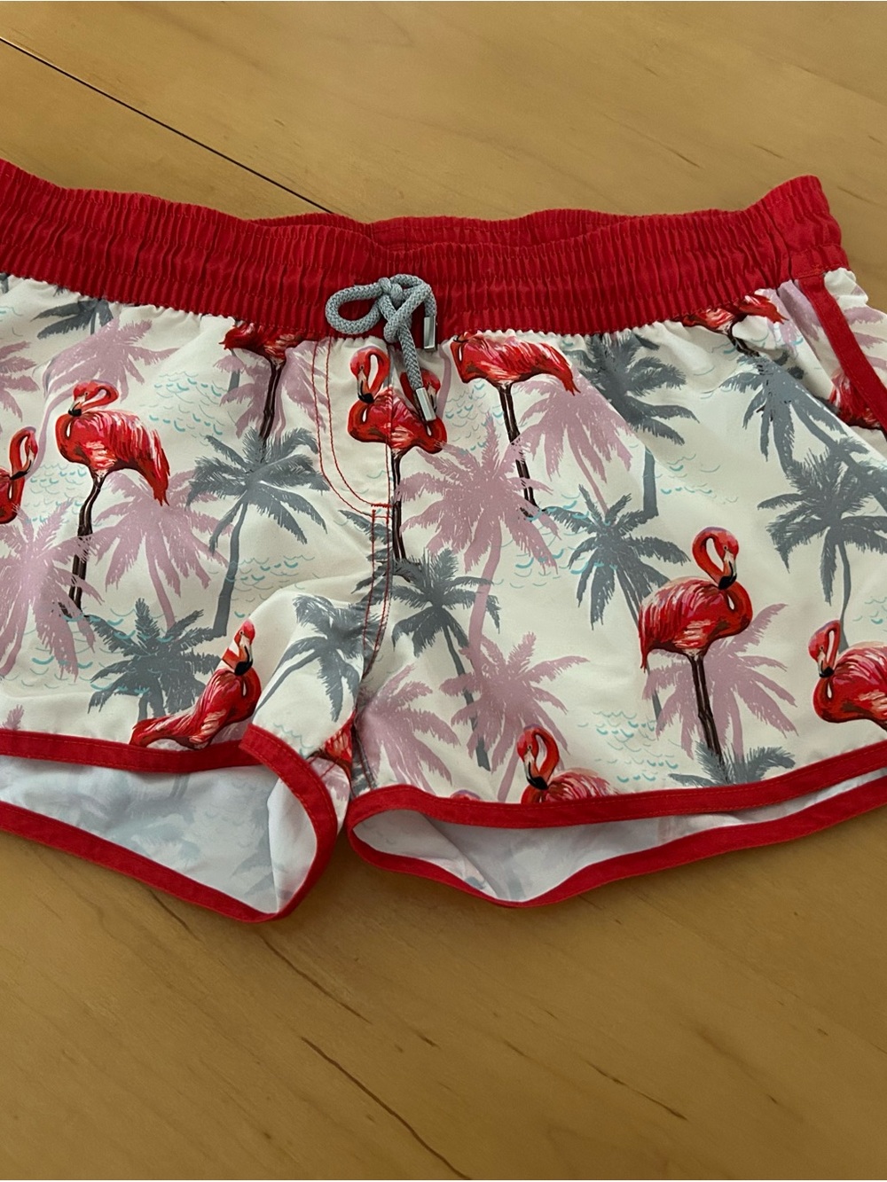 Red Flamingo Print Women’s Swim Shorts